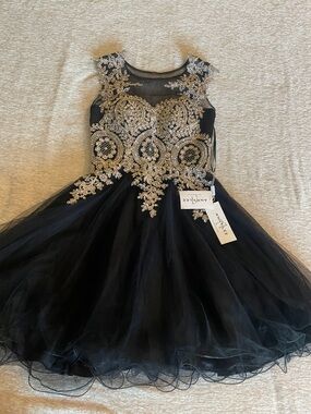 Anny Lee Black Dress with Gold Embellished Bodice
